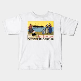 Antwerpen Amerika RED STAR LINE by Henri Cassiers c1899 Vintage Travel Wall Art Kids T-Shirt